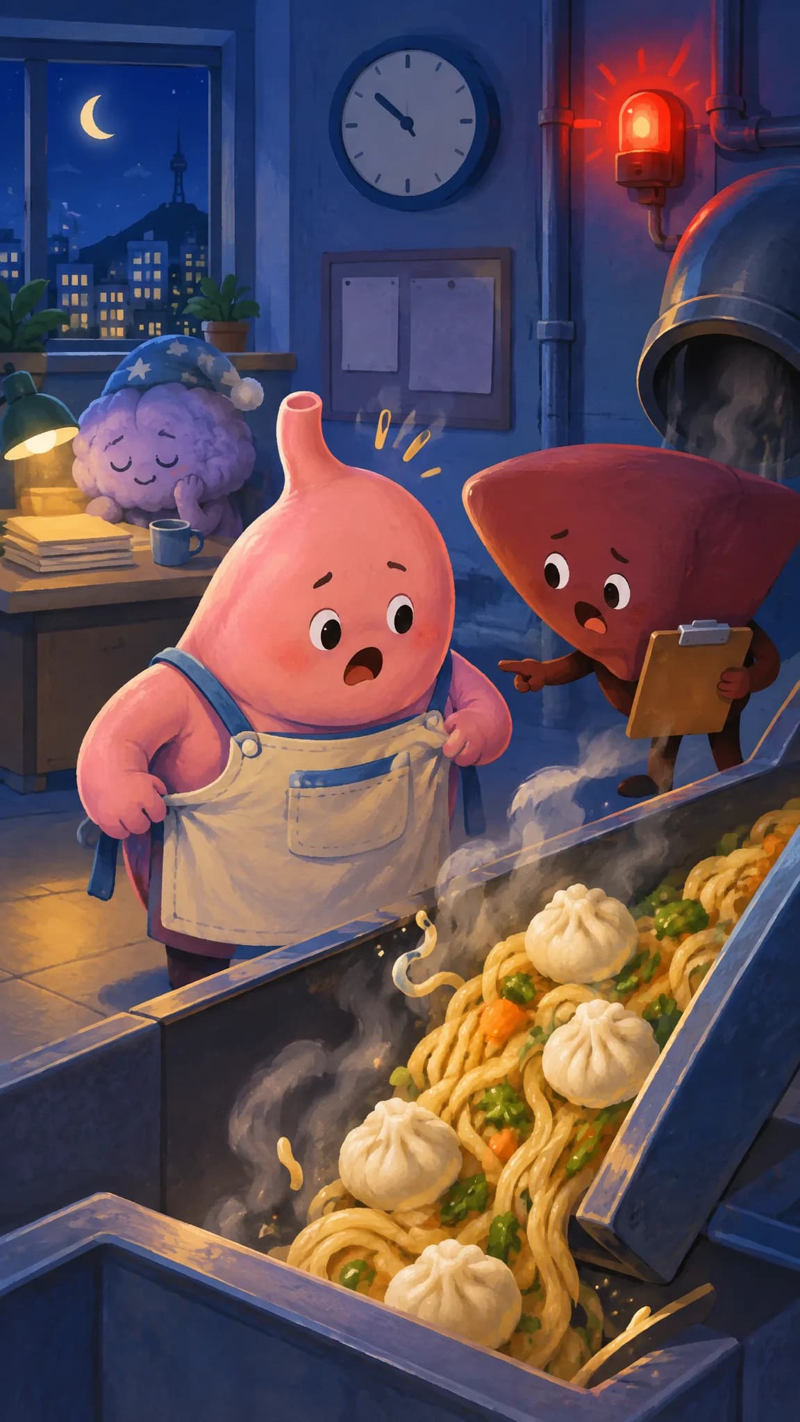 밤 열한 시에 야식이 들어왔습니다 — 컨셉 시안 그림