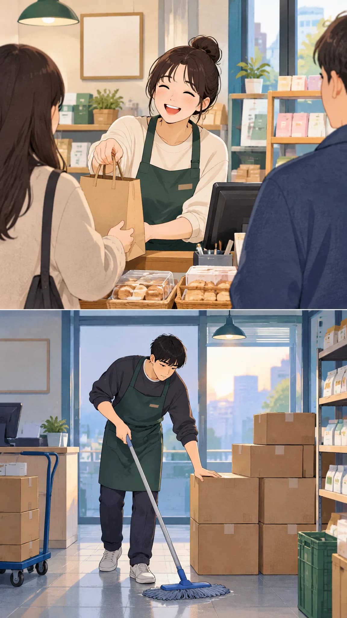 “가게 일은 제가 혼자 했죠” — 컨셉 시안 그림